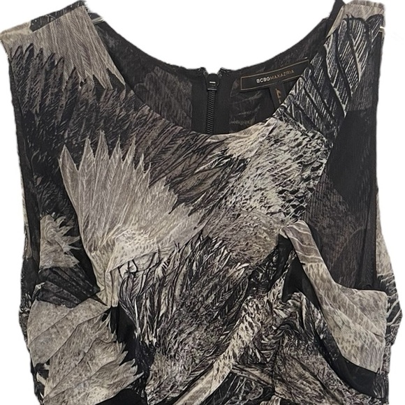 BCBGMaxAzria Roxanne Asymmetrical Ruched Mesh Cocktail Dress Size Medium - Picture 15 of 16